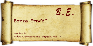 Borza Ernő névjegykártya